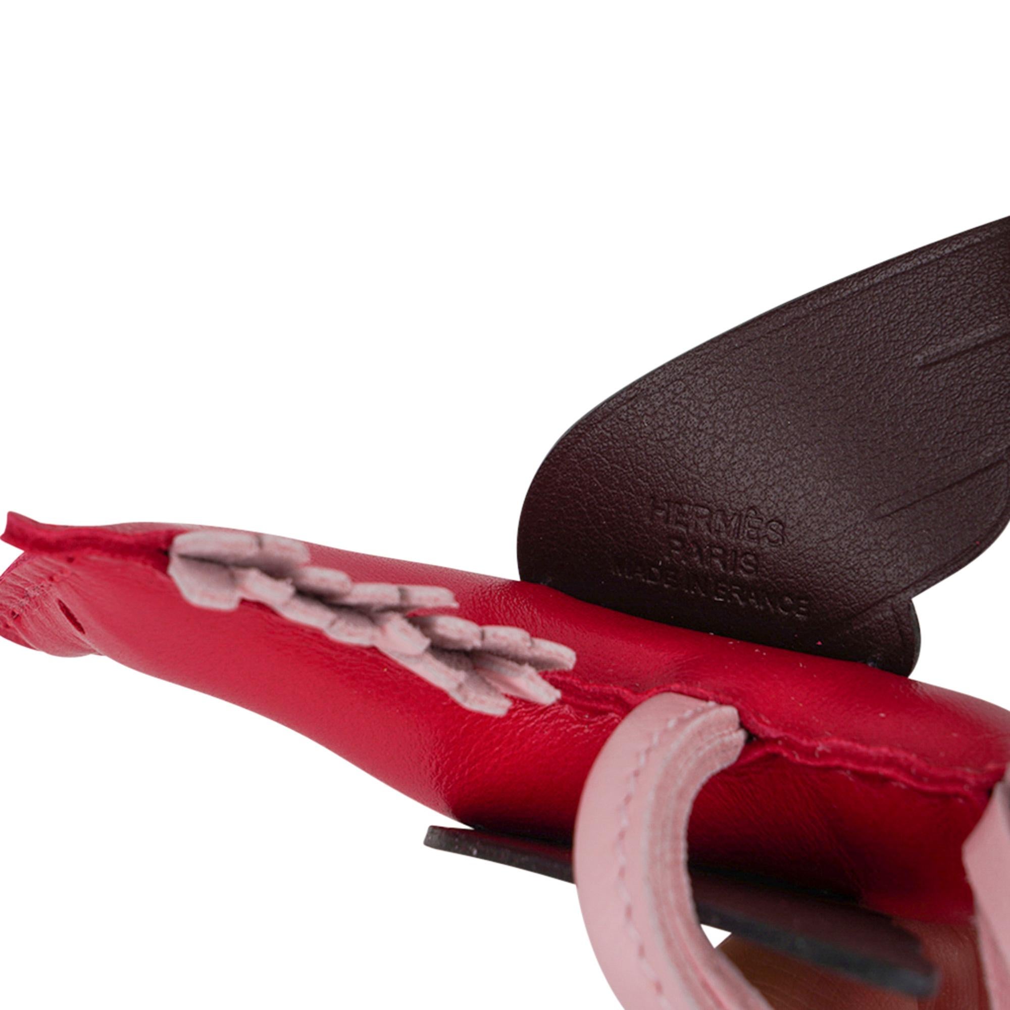 Hermes Pegase Rodeo PM Bag Charm Framboise Rouge Sellier and  Rose Sakura For Sale 3