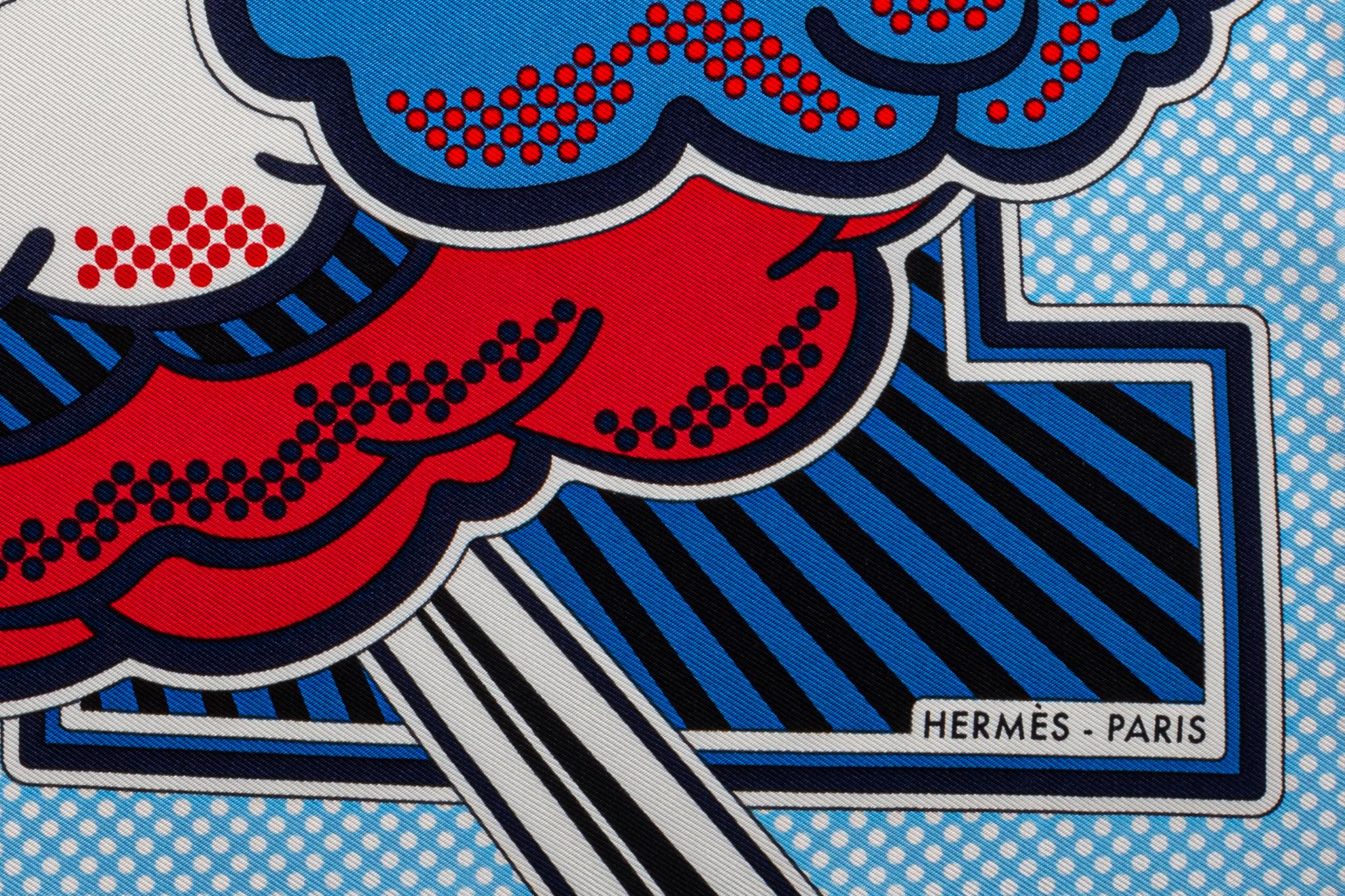 Hermes Pegase Silk Gavroche Scarf Blue 1