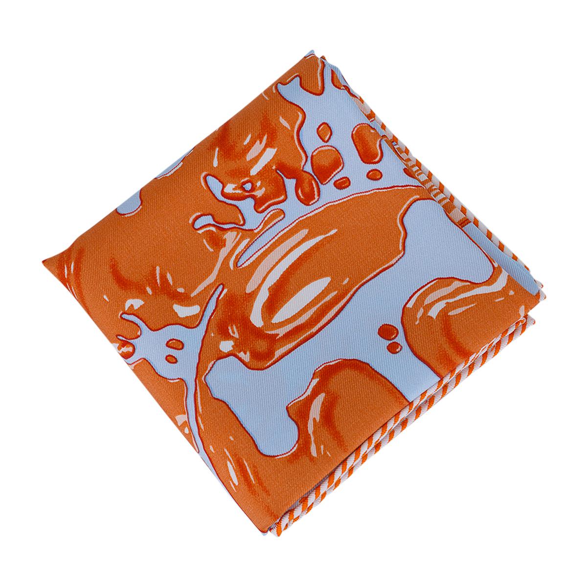 Women's Hermes Peinture Fraiche Bleu Ciel / Abricot Silk Scarf 45