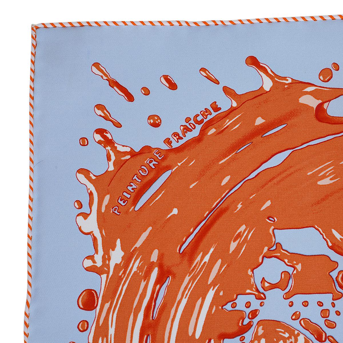 Hermes Peinture Fraiche Bleu Ciel / Abricot Silk Scarf 45 1