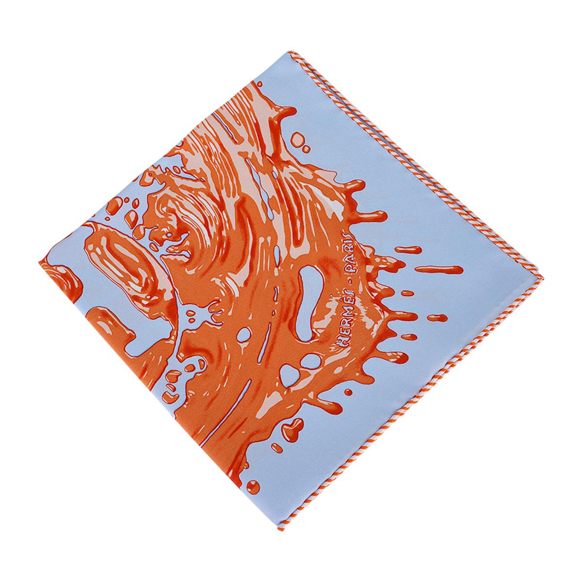 Hermes Peinture Fraiche Bleu Ciel / Abricot Silk Scarf 45 2
