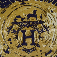 Hermès Peinture Fraiche Bleu Noir / Bronze-Seidenschal 45