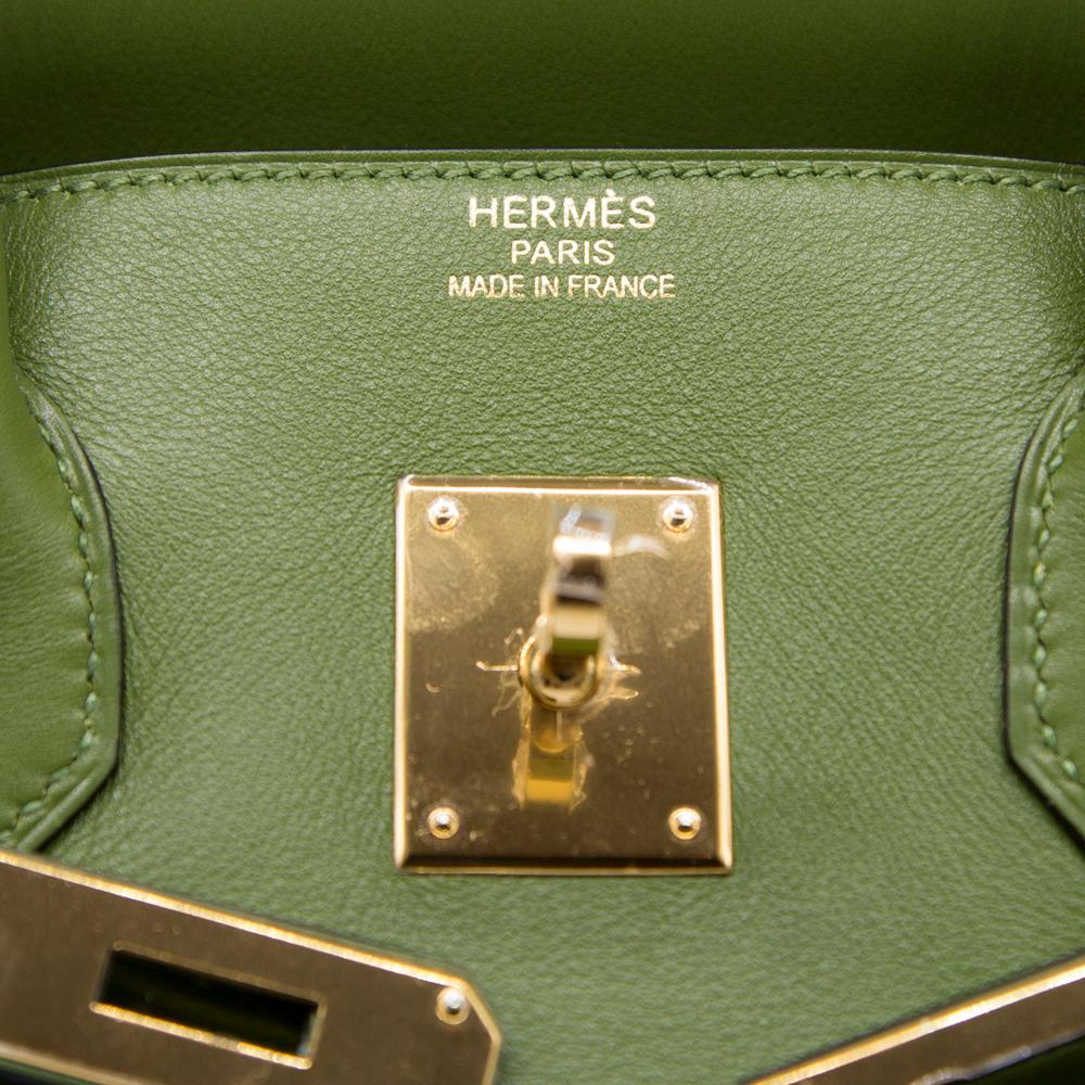 Hermes Pelouse Green Swift Leather 35cm Birkin Bag 4