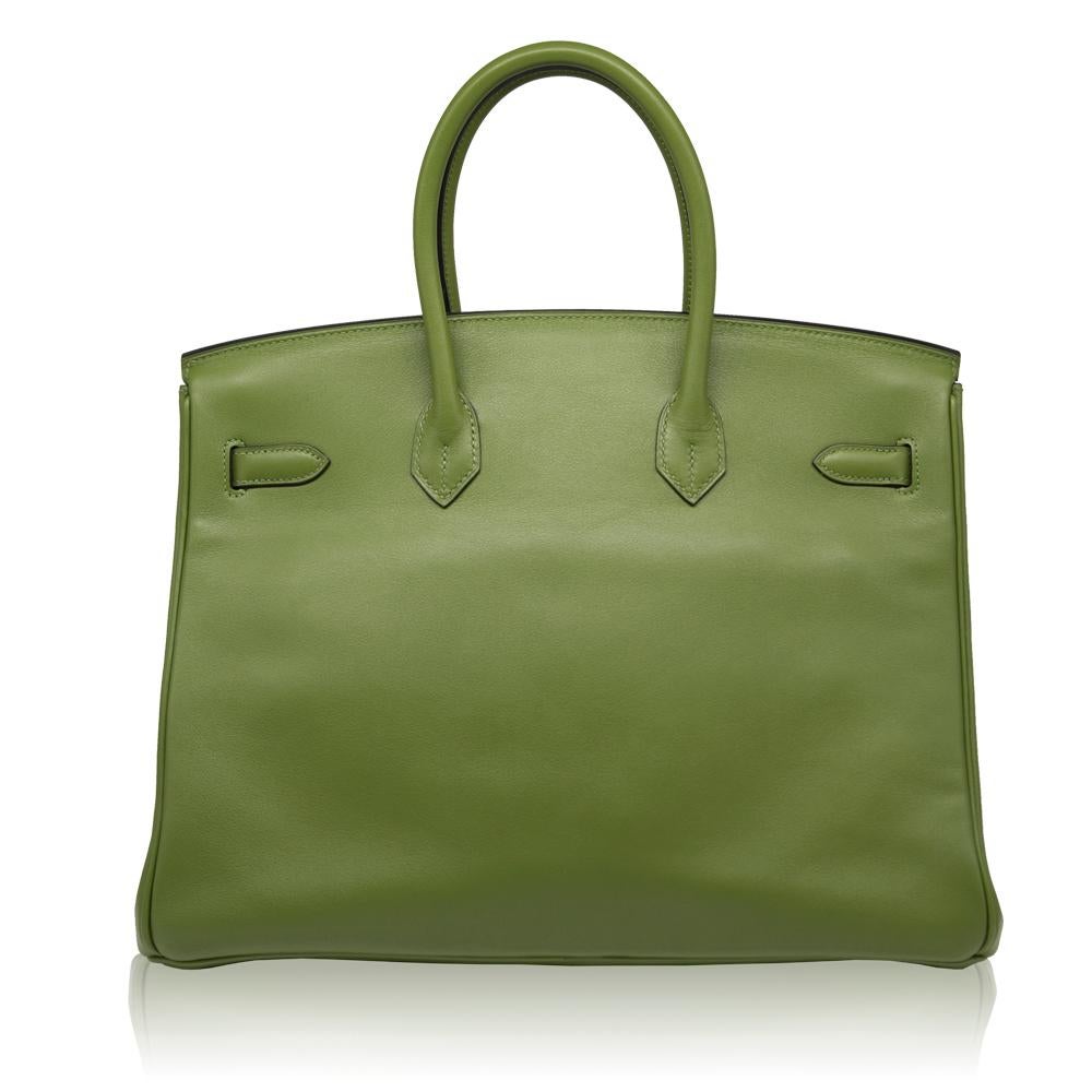 Women's Hermes Pelouse Green Swift Leather 35cm Birkin Bag
