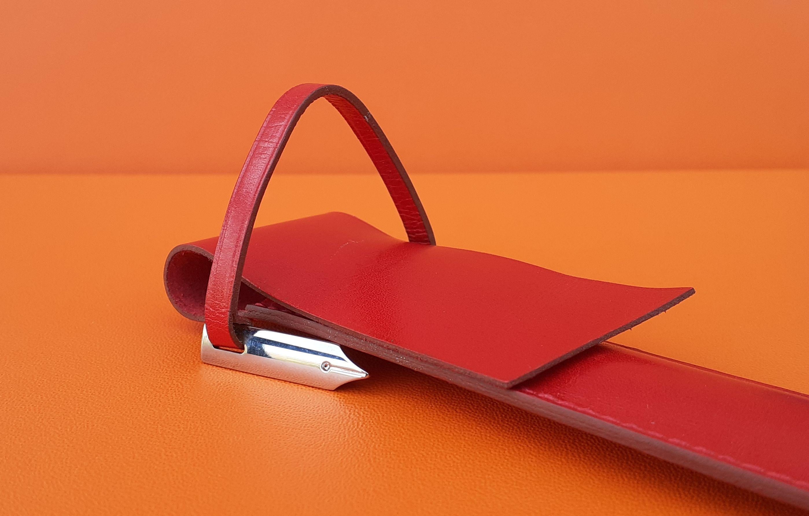 Hermès Pencil Case in Red Box Leather with Fountain Pen Nib Charm 2