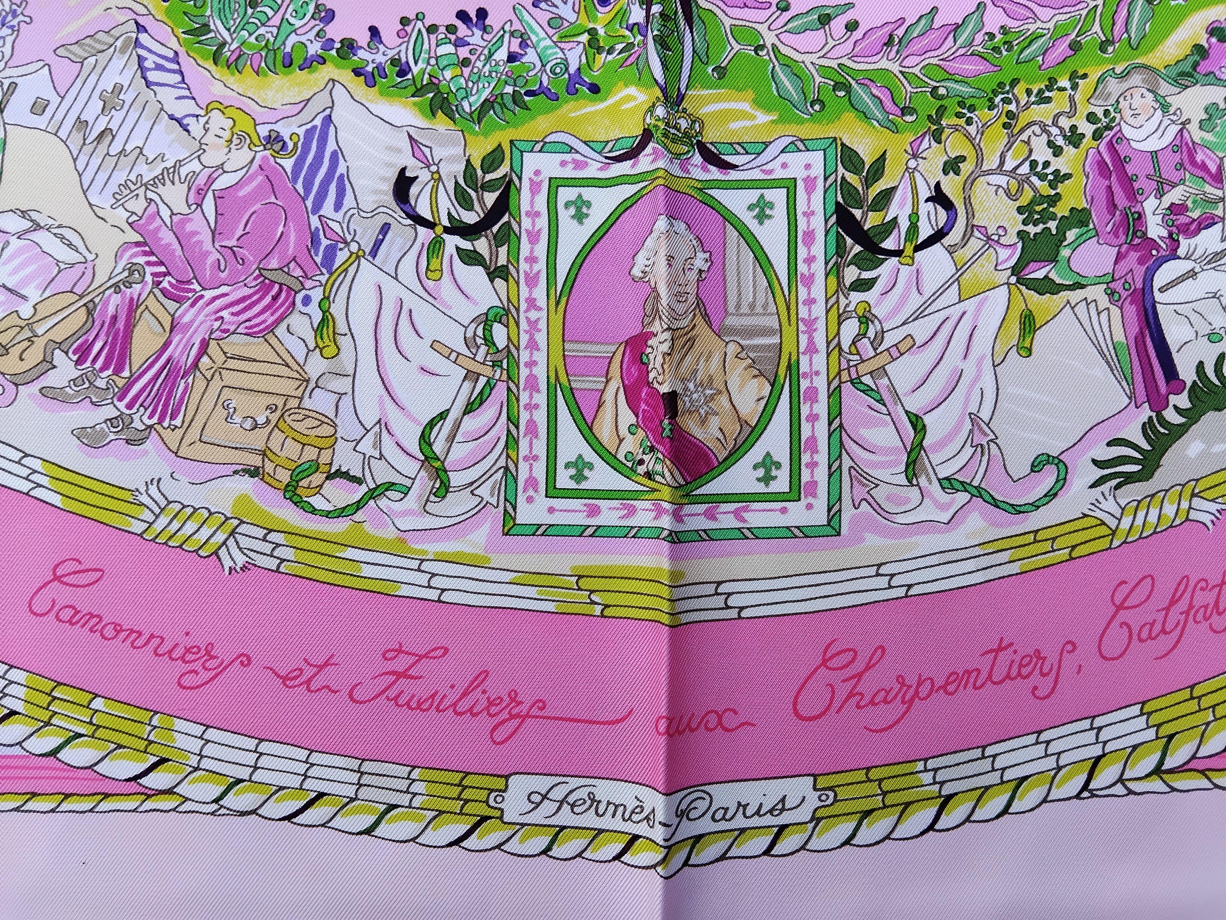 Hermès Per Astra Ad Astra Silk Scarf Pink Green Sandra Laroche 90 cm For Sale 11