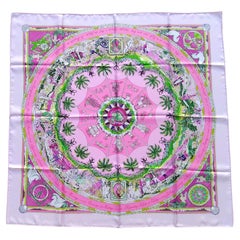 Hermès Per Astra Ad Astra Silk Scarf Pink Green Sandra Laroche 90 cm