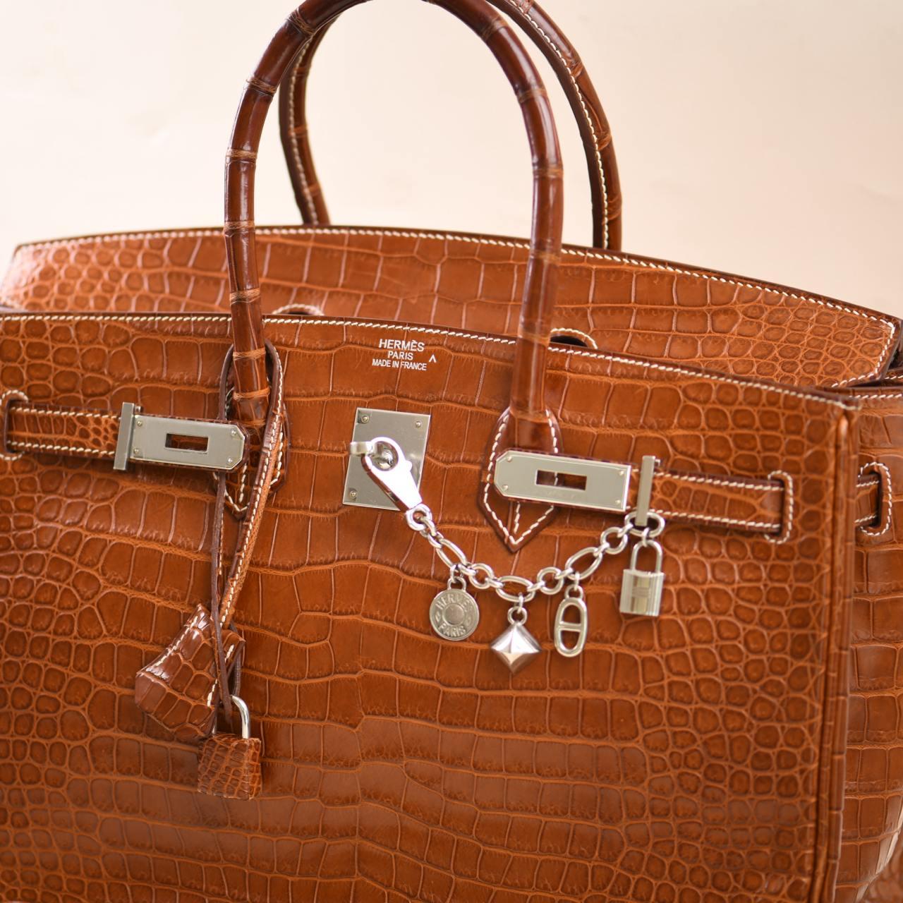 Hermès Permabrass Olga Palladium Plated Bag Charm In Excellent Condition For Sale In Banbury, GB