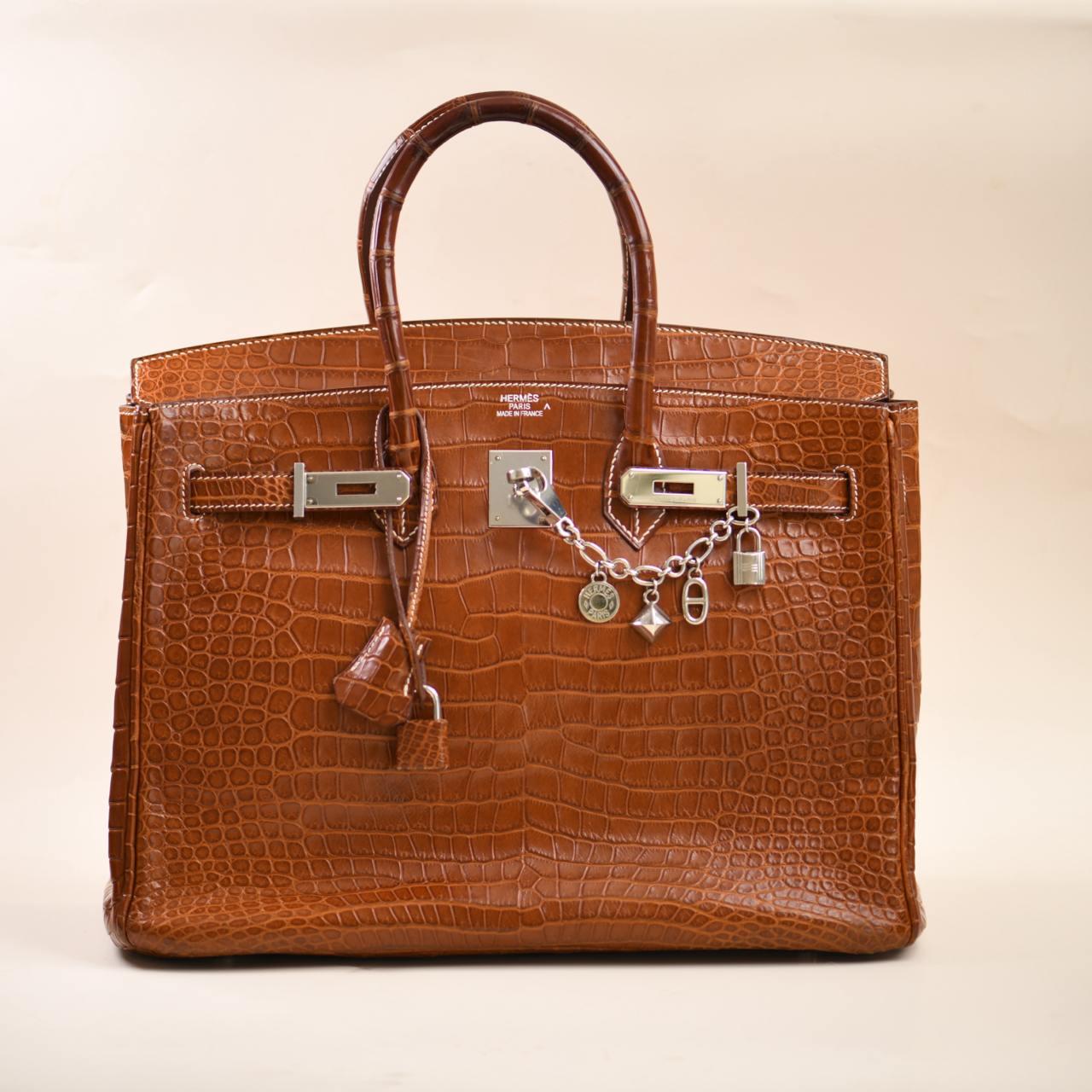 Women's or Men's Hermès Permabrass Olga Palladium Plated Bag Charm For Sale