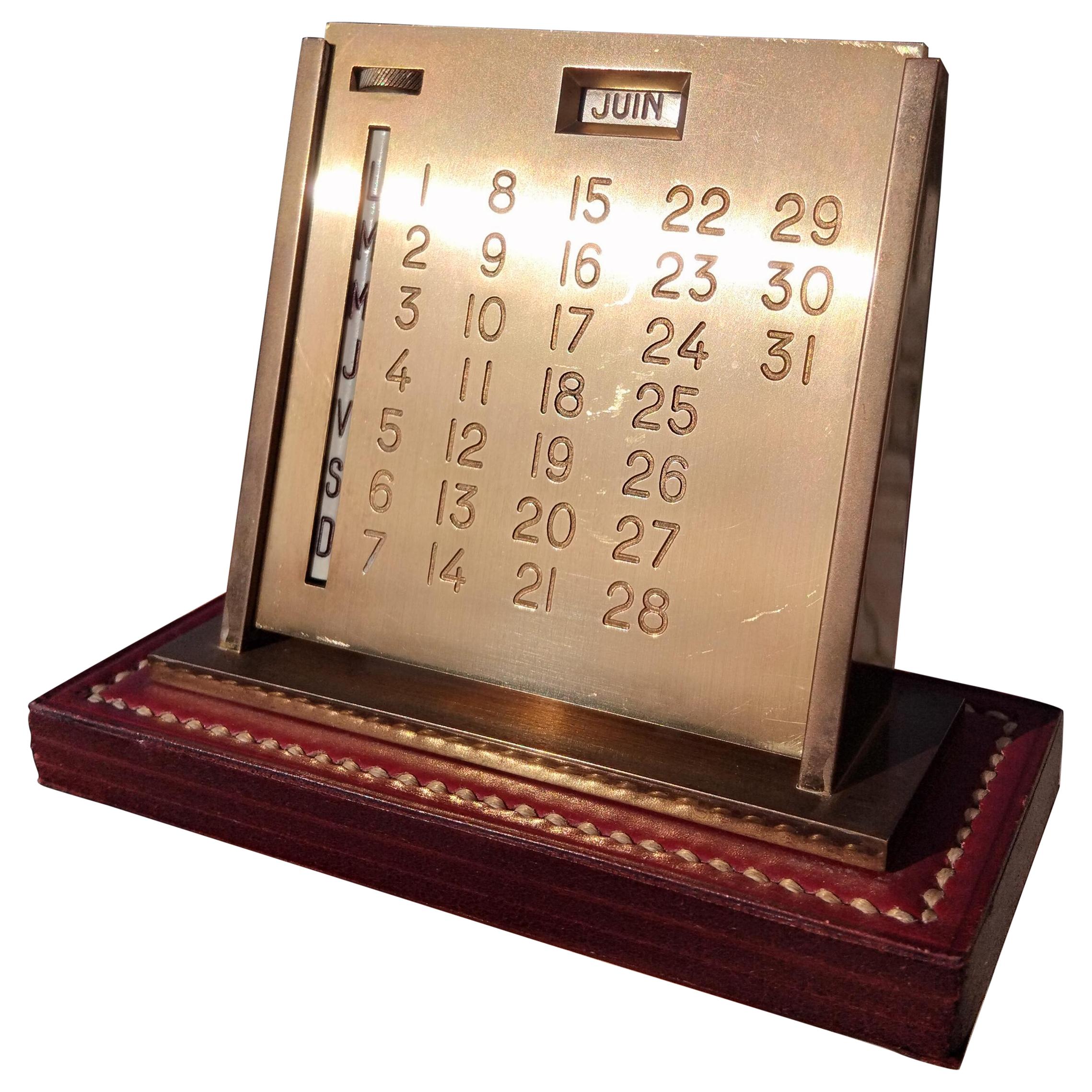Pink Hermès Perpetual Calendar Ephemeris Metal and Leather