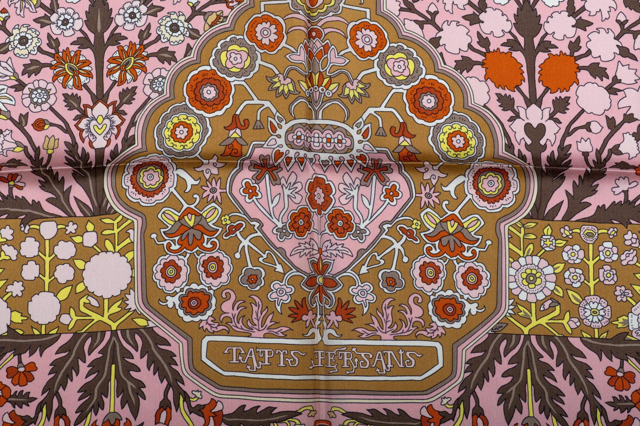 Hermes Persian Carper Pink Silk Shawl In Excellent Condition In West Hollywood, CA