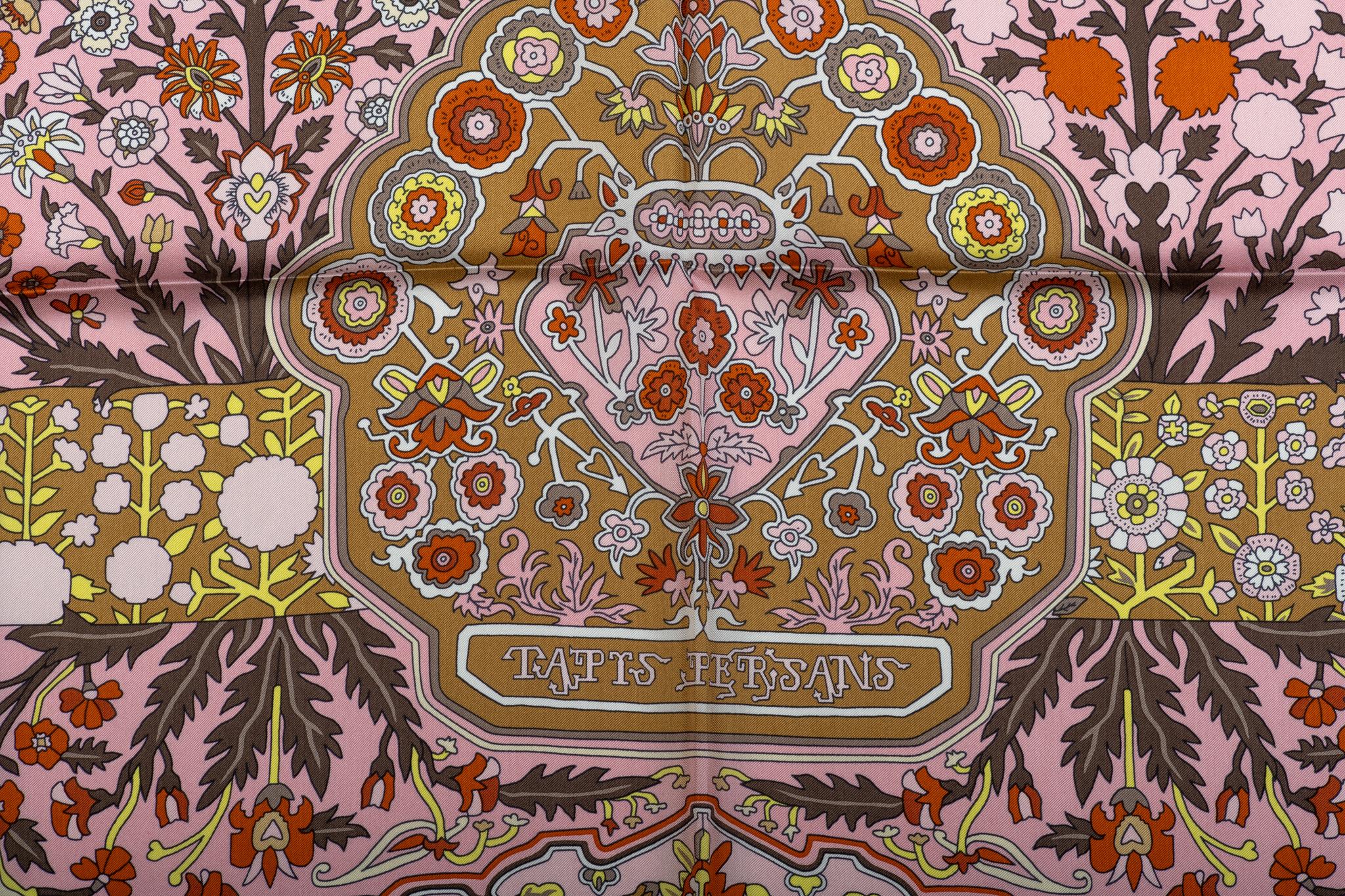 Hermes Persian Carper Pink Silk Shawl 1
