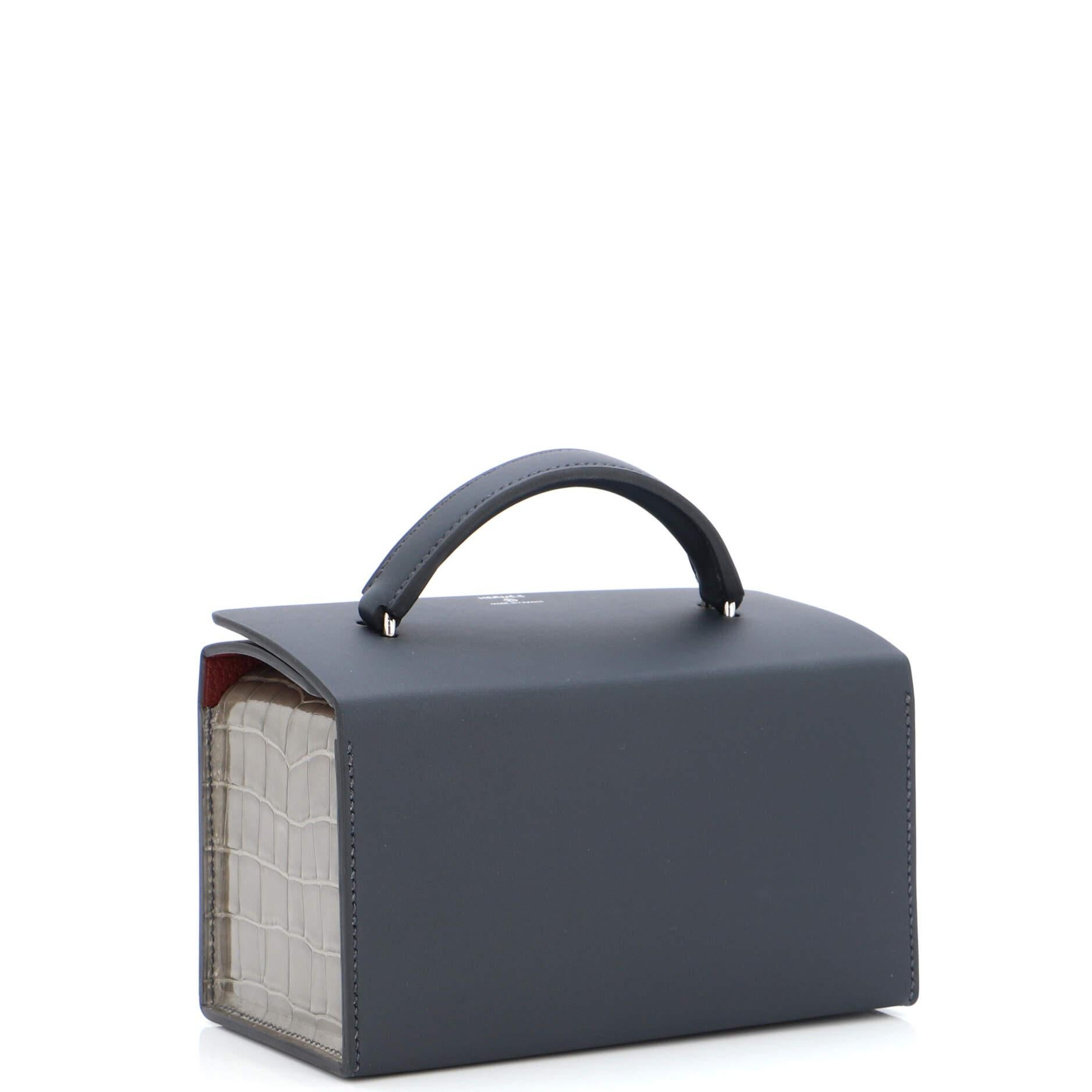 Hermes Petit H Box Bag Leather and Crocodile In Good Condition For Sale In NY, NY
