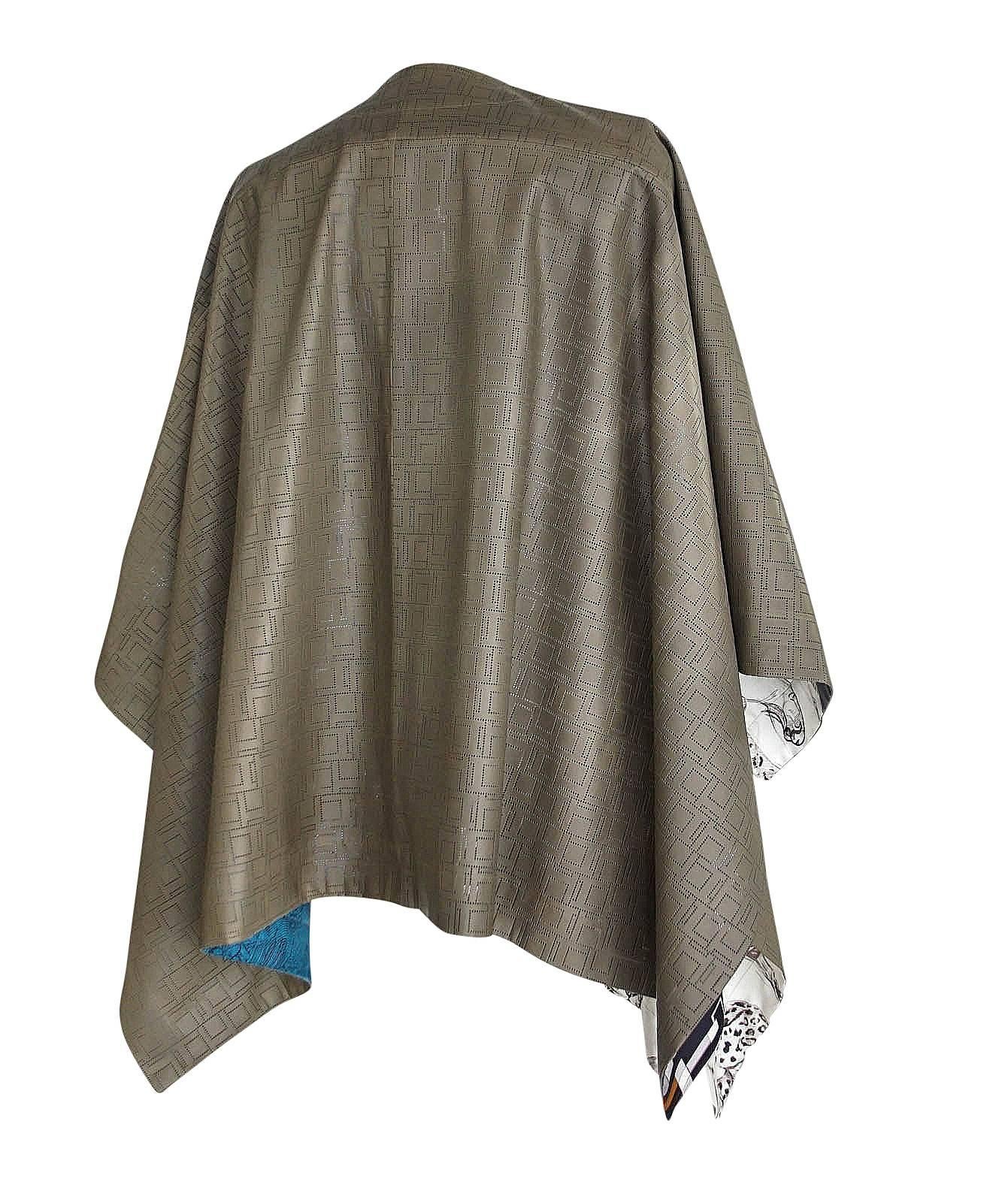 Hermès Petit h Cape One Off Cuir perforé Reverses Divers Imprimés Foulard 3