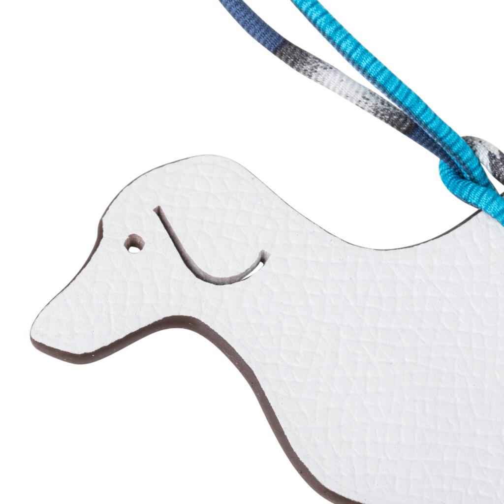 Hermes Bag Charm Dachshund Dog Petit h Bi-Color White / Etoupe at 