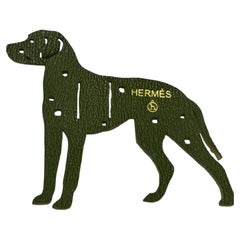 Hermes Petit H Line Dark Green Dalmatian Dog Calfskin Bag Charm