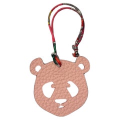 Hermès Petit H Panda Charm for Bag or Shoe Orange Pink Leather