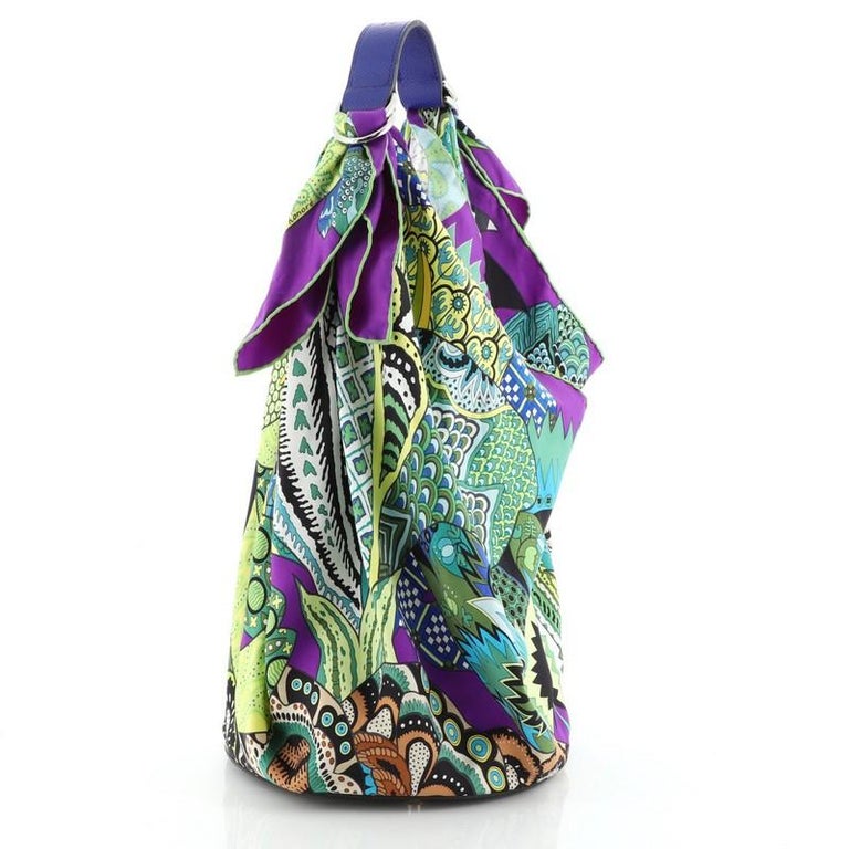 Hermès multicolor silk Petit H bag charm
