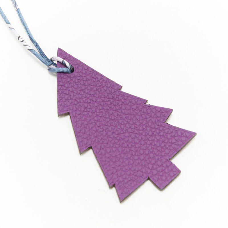 HERMES Petit H Tree viola marrone in pelle di vitello in twill di seta borsa con portachiavi In condizioni ottime in vendita a Hong Kong, NT