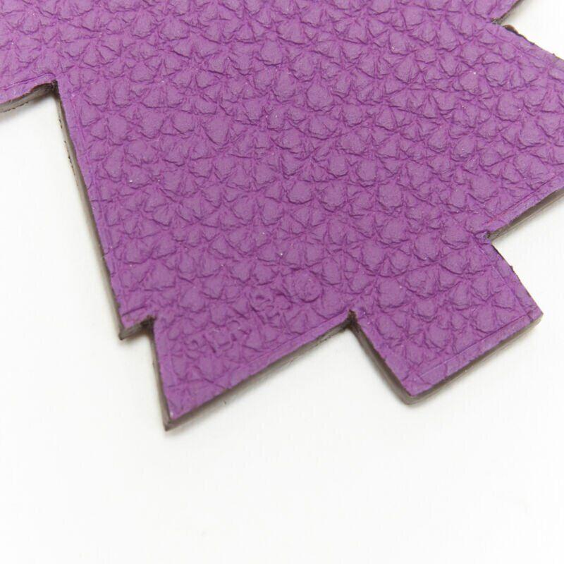HERMES Petit H Tree purple brown calfskin silk twill cord bag charm key holder For Sale 1