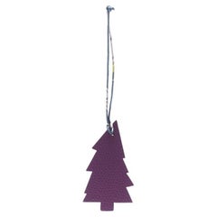 HERMES Petit H Tree viola marrone in pelle di vitello in twill di seta borsa con portachiavi