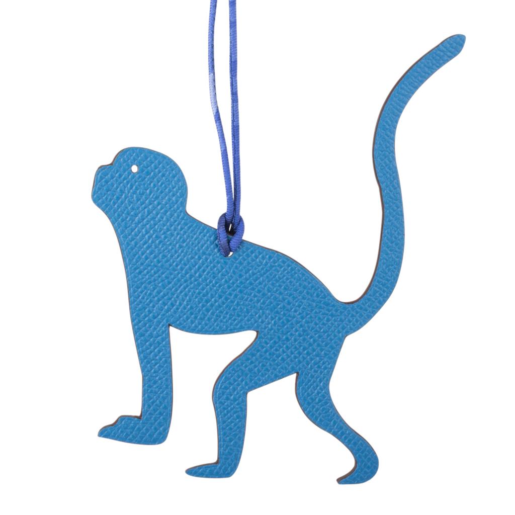 Hermes Petite h Bi-Color Bag Charm Monkey Blue Green In New Condition In Miami, FL