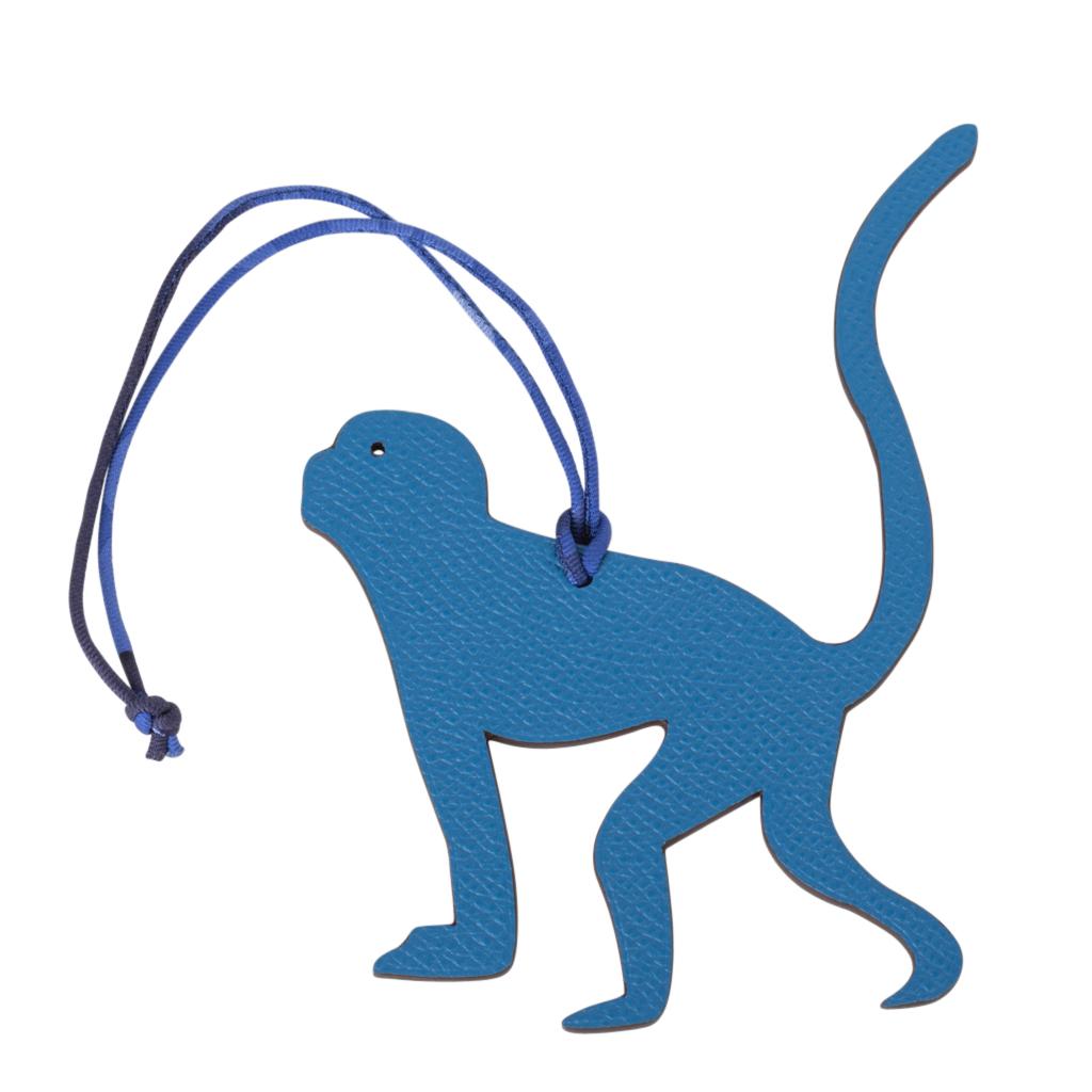 Hermes Petite h Bi-Color Bag Charm Monkey Blue Green 2