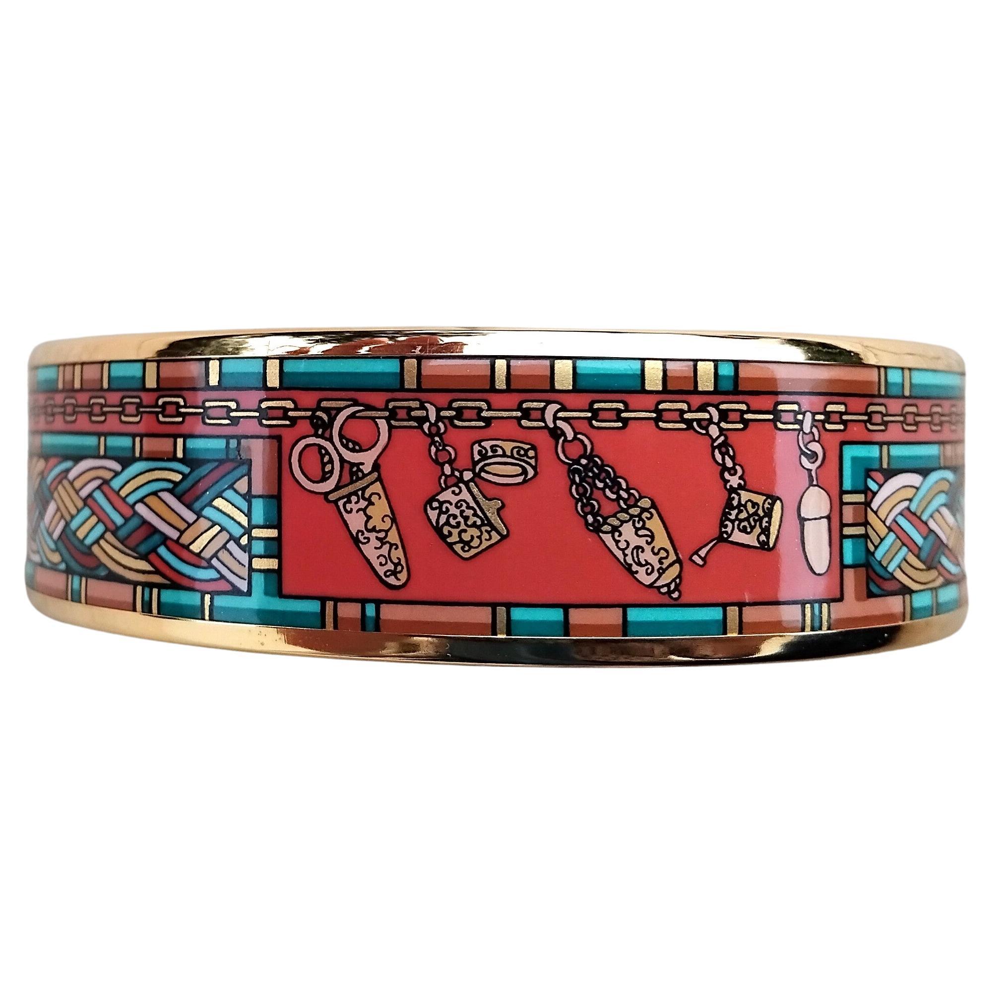 Hermès Petite Main Enamel Bracelet Wide Gold Hdw S. 65 For Sale 8