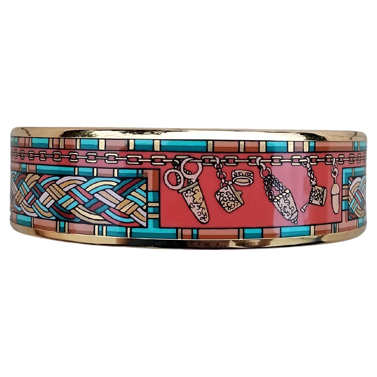 Hermès Petite Main Enamel Bracelet Wide Gold Hdw S. 65 For Sale 10