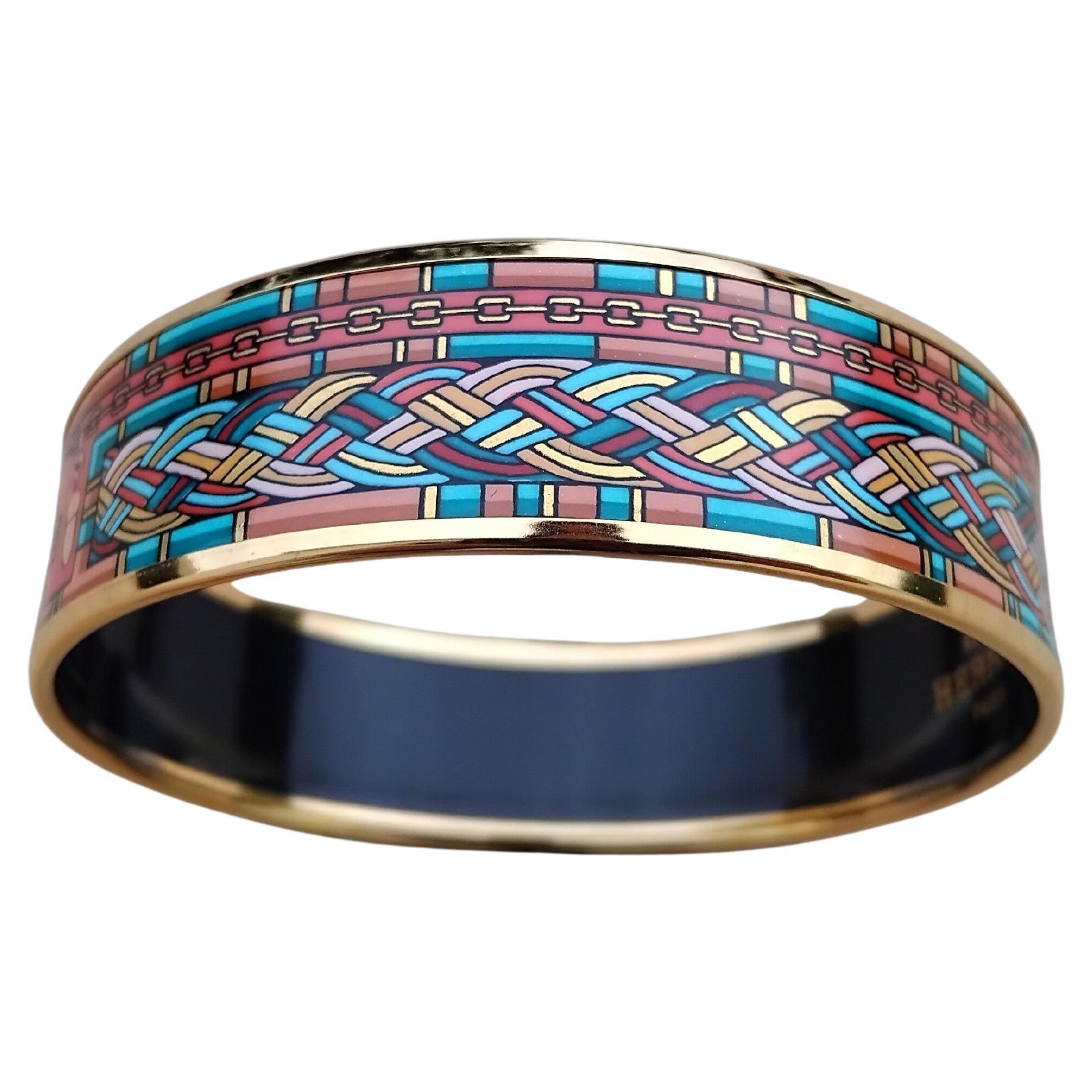 Hermès Petite Main Enamel Bracelet Wide Gold Hdw S. 65 For Sale 12
