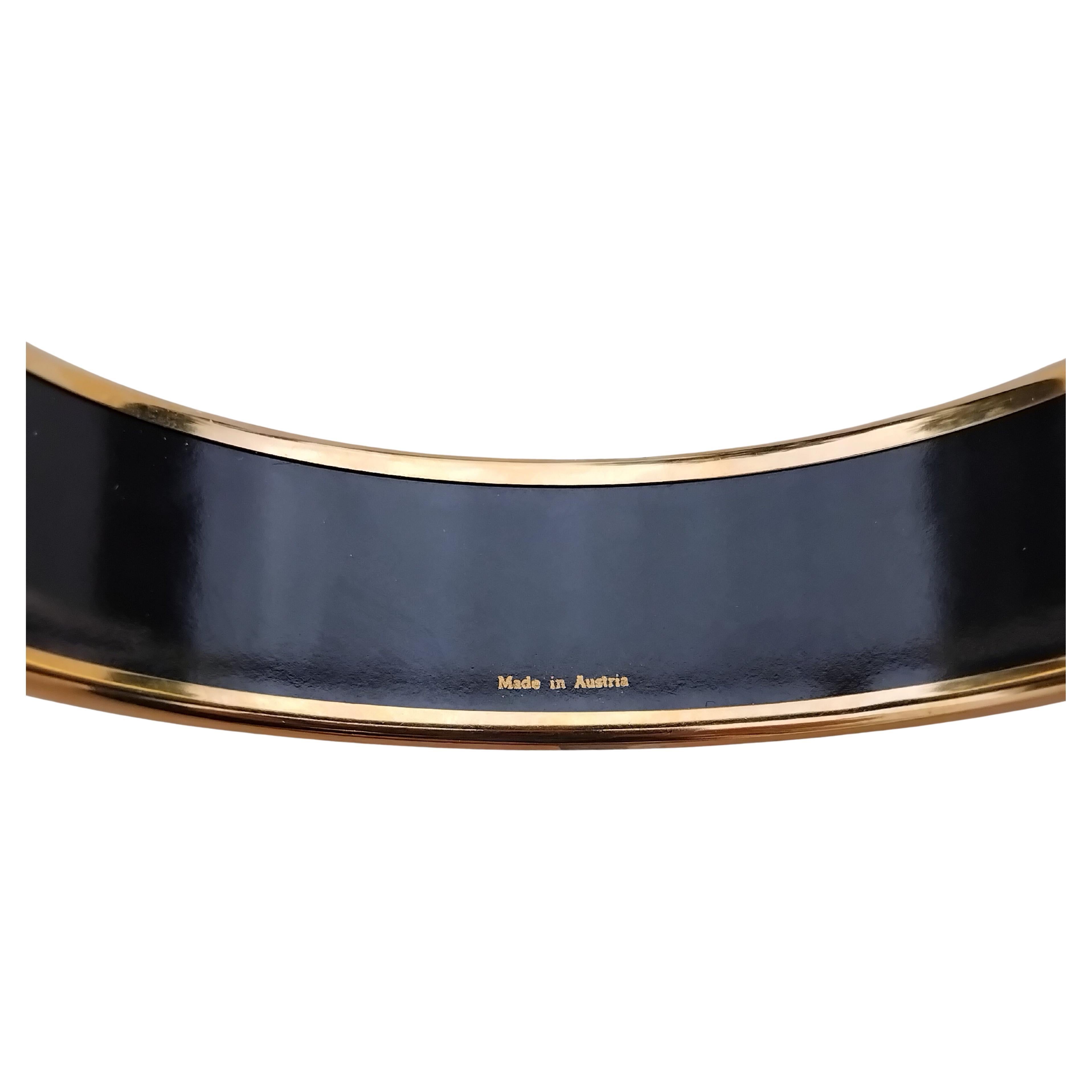 Hermès Petite Main Enamel Bracelet Wide Gold Hdw S. 65 For Sale 3