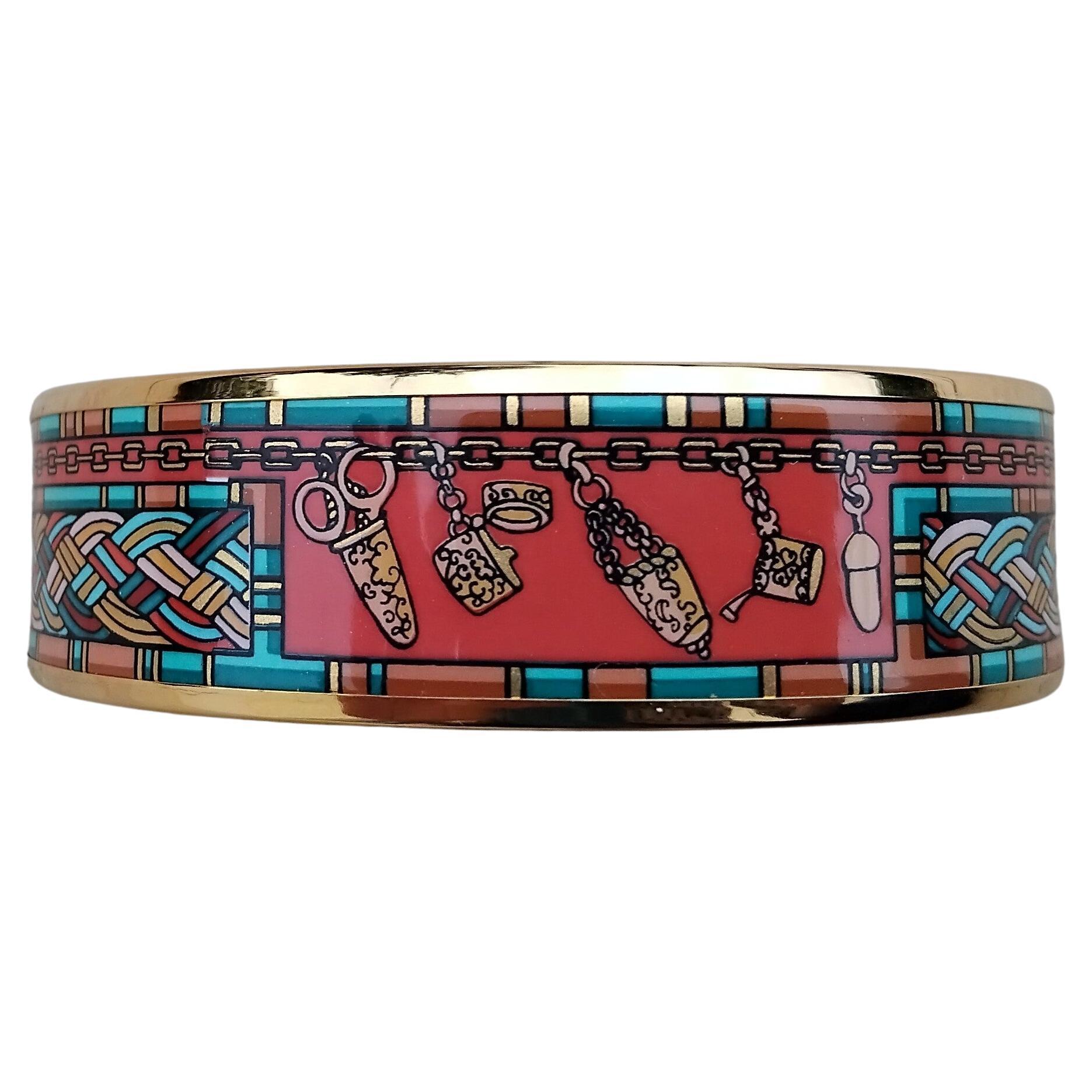 Hermès Petite Main Enamel Bracelet Wide Gold Hdw S. 65 For Sale 5