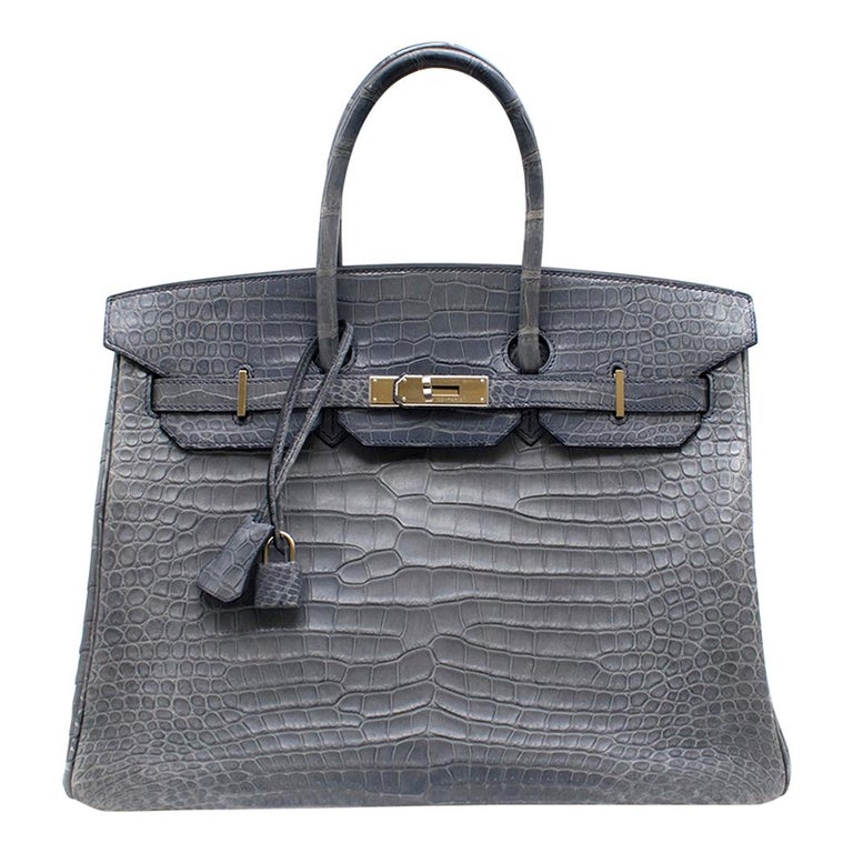 Hermes Petrol Alligator Leather 35cm Birkin Bag For Sale at 1stdibs