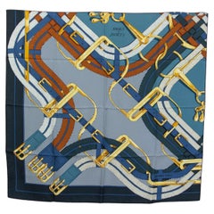 HERMES petrol silk MORS A JOUETS CHEMISE 90 WASH Scarf Petrole Caramel Mordore