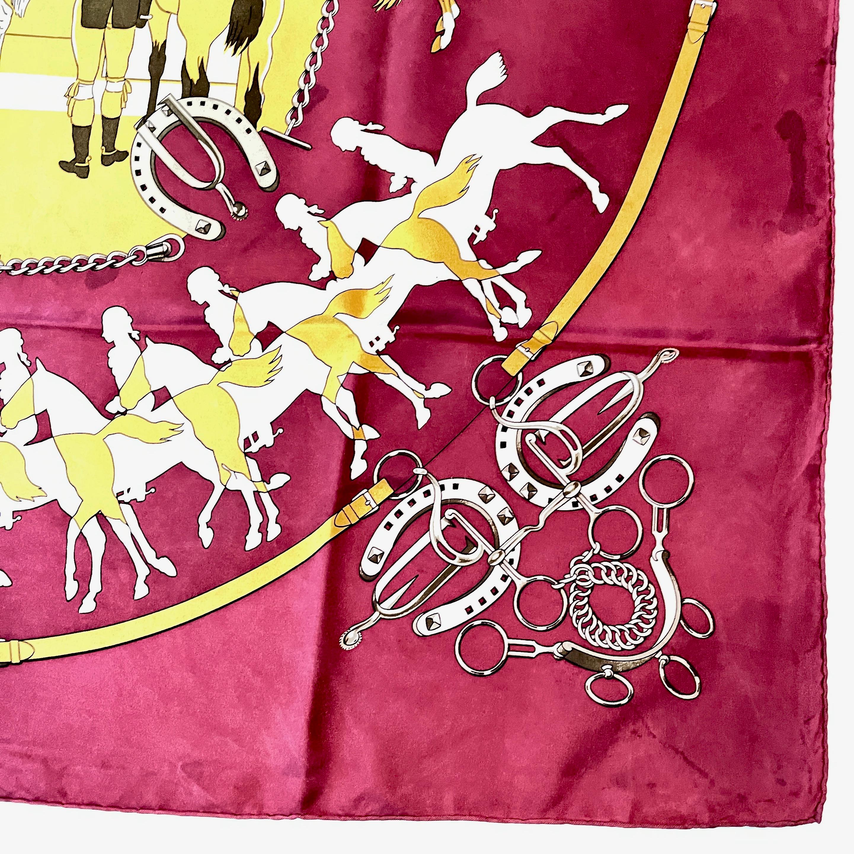 Hermès Philippe LeDoux Menège Vintage Silk Equestrian Scarf For Sale 4