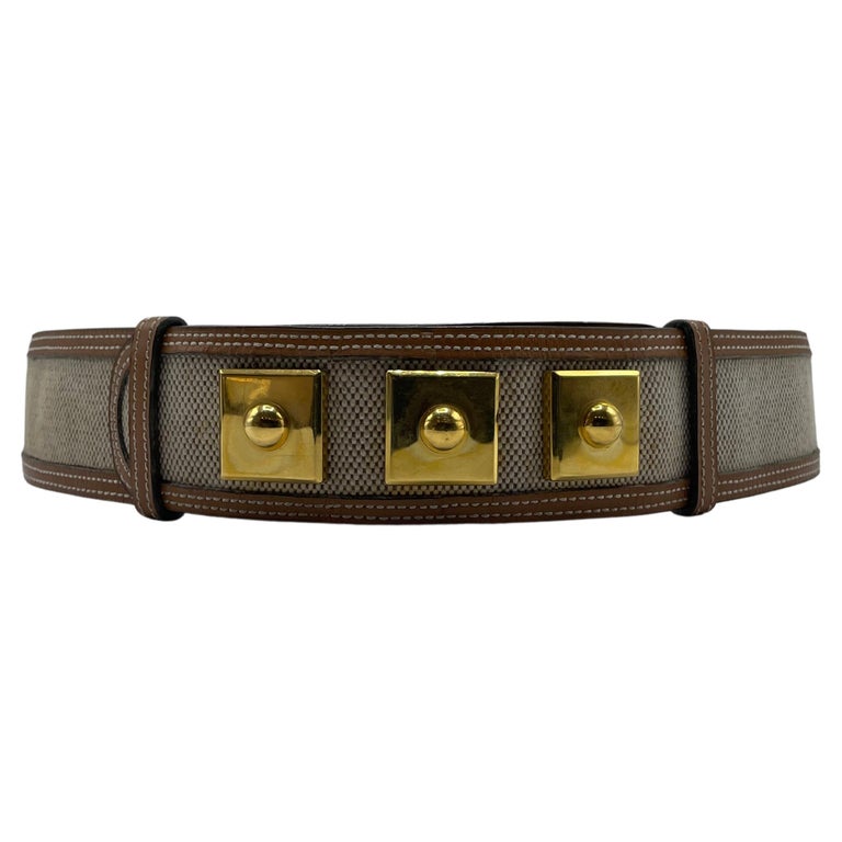 Hermès Piano Belt en cuir et toile - En vente sur 1stDibs