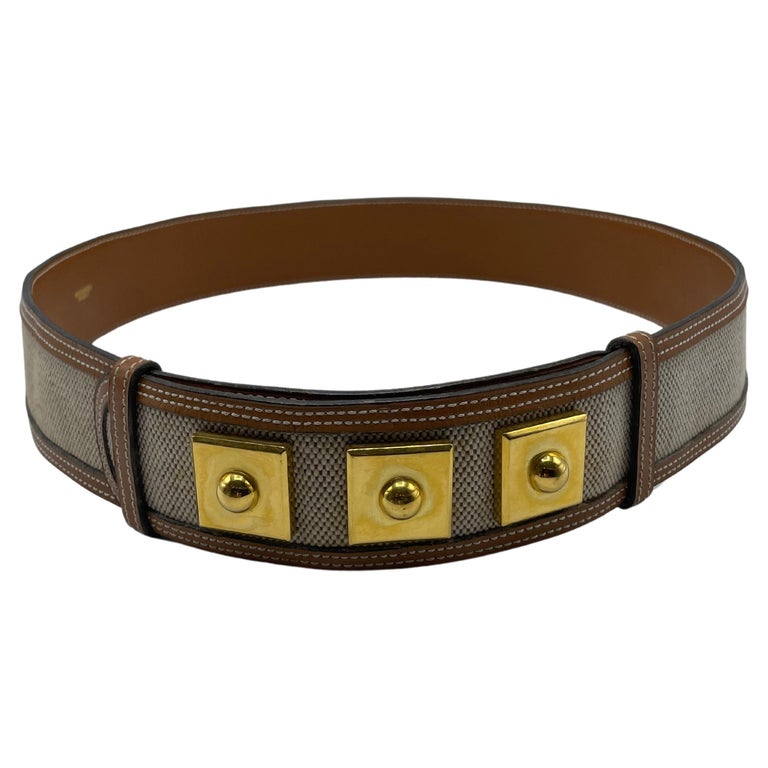 Hermès Piano Belt in Leather and Canvas For Sale at 1stDibs