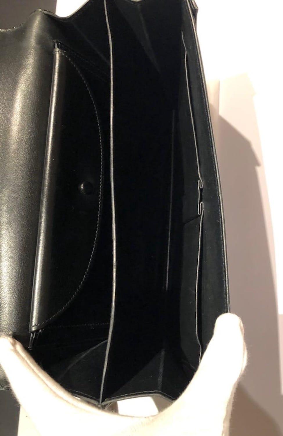 HERMÈS Piano Handbag Black Box Leather Vintage Circa 1960s W/Box 3