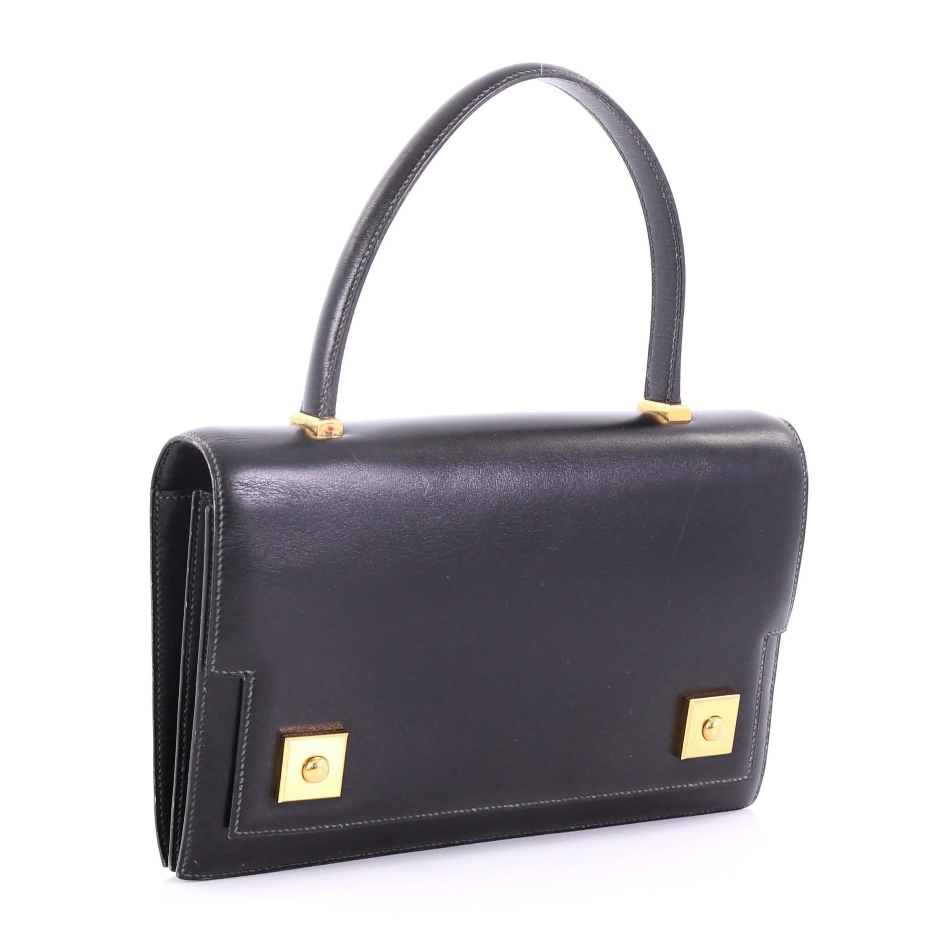 Black Hermes Piano Handbag Box Calf