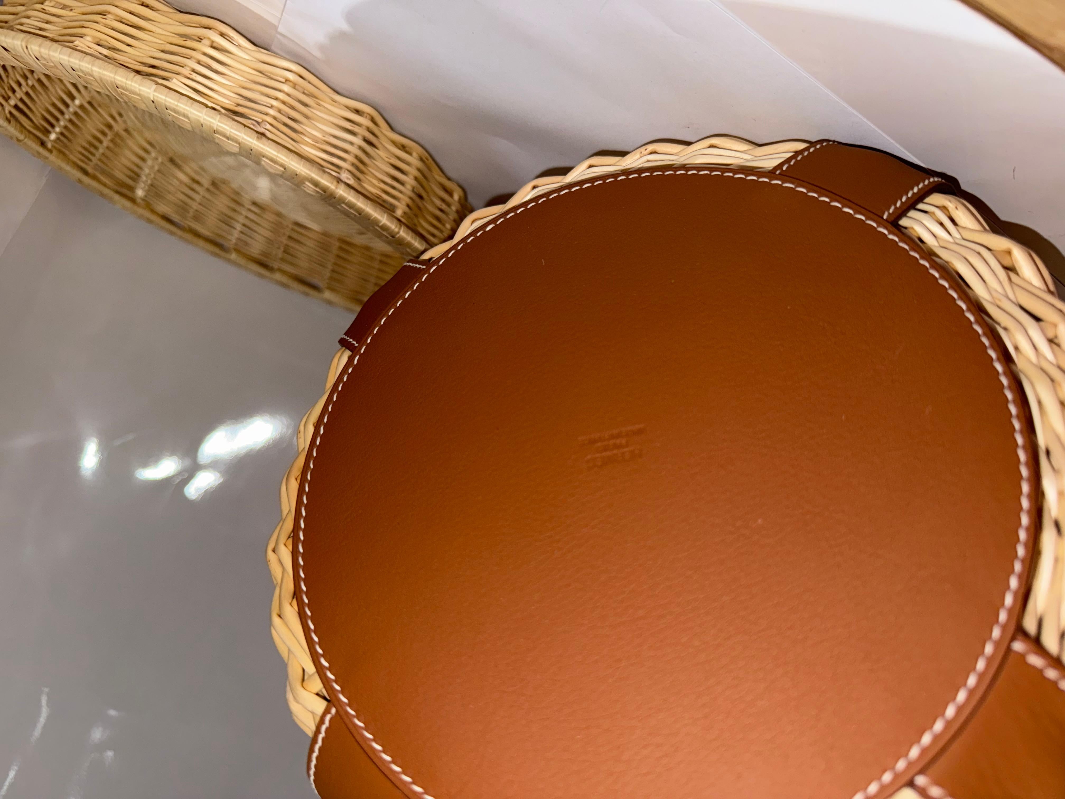 Women's or Men's Hermes picnic basket Brown Wicker and smooth taurillon leather