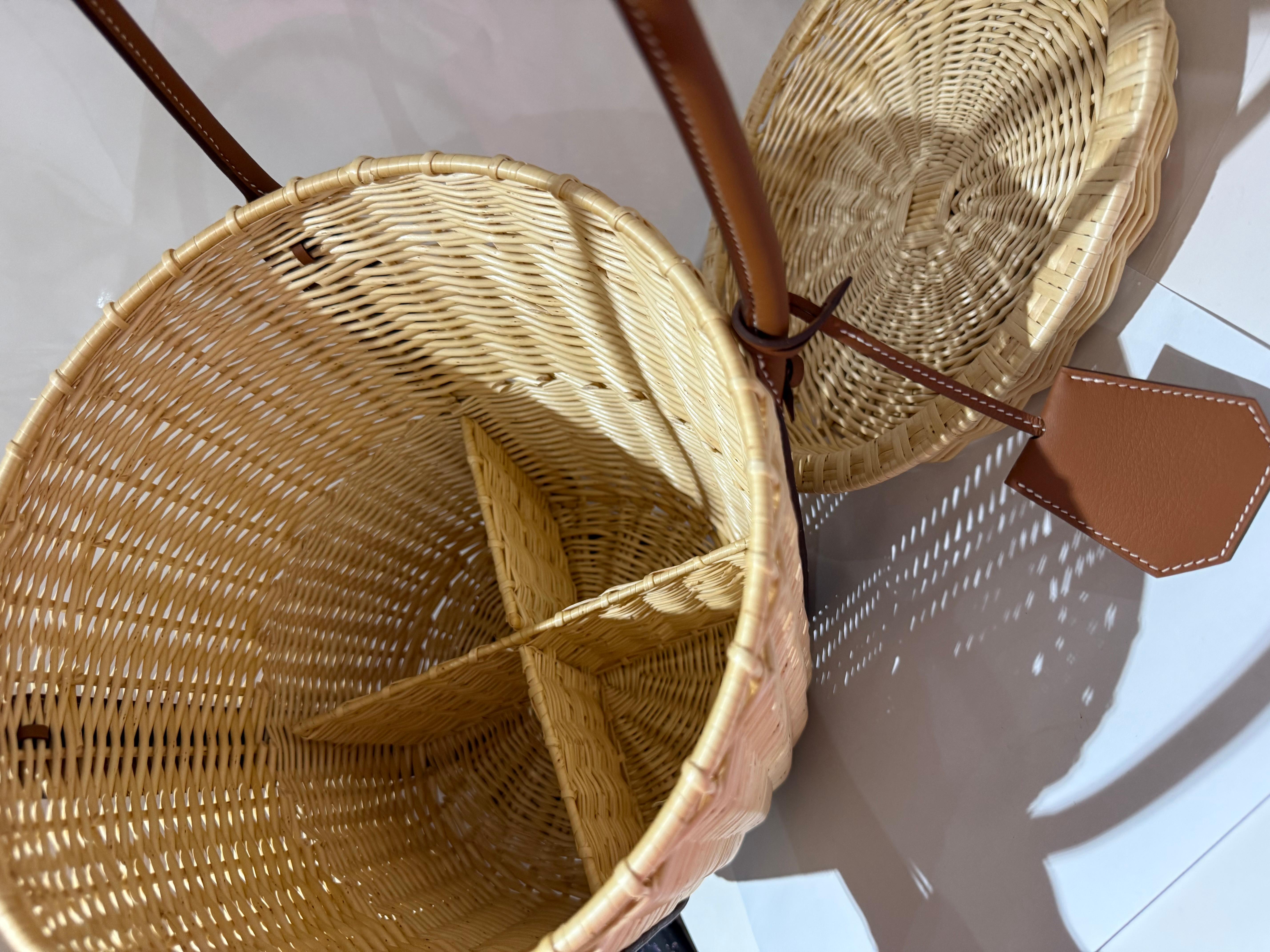 Hermes picnic basket Brown Wicker and smooth taurillon leather 1