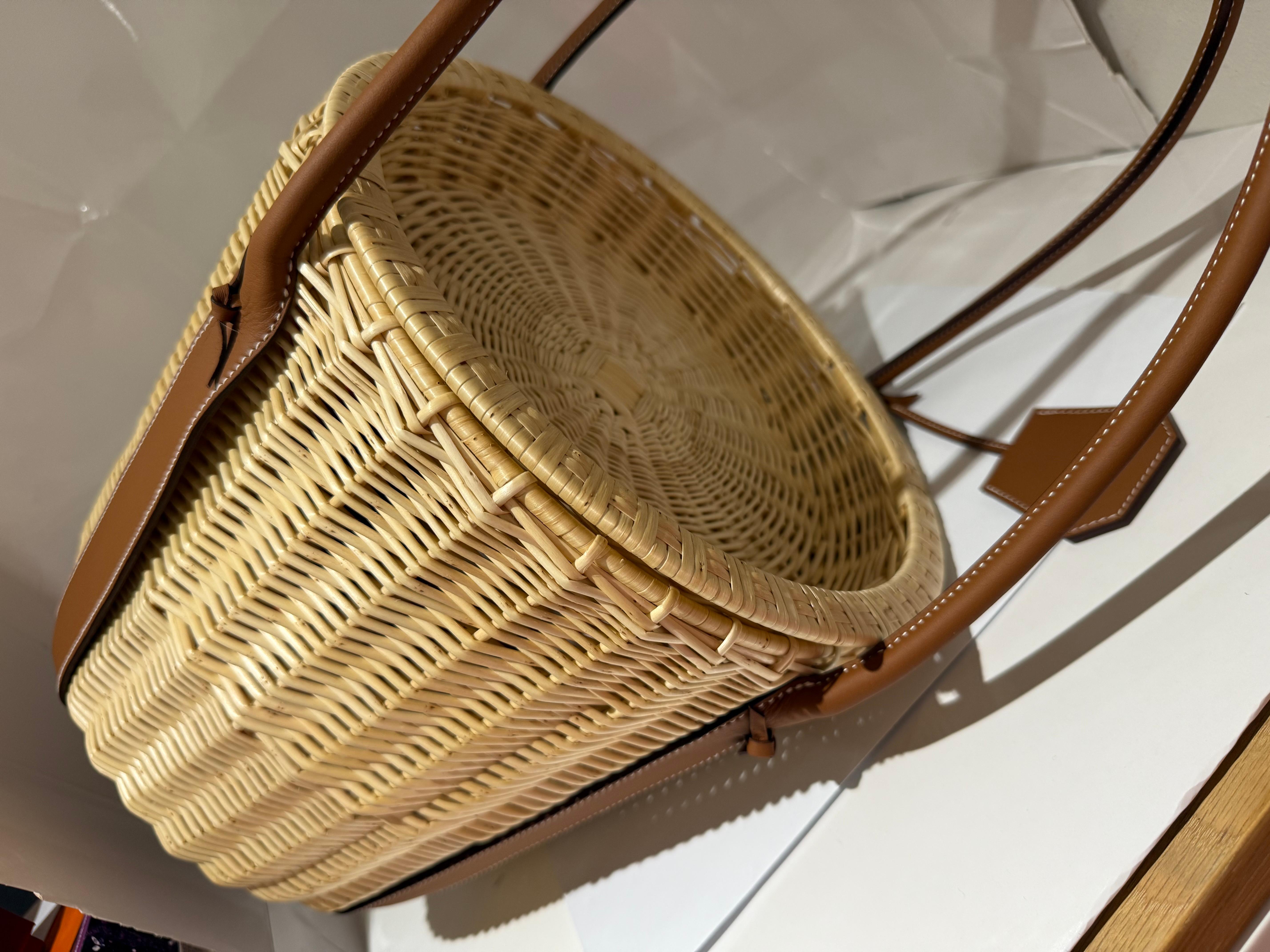Hermes picnic basket Brown Wicker and smooth taurillon leather 2
