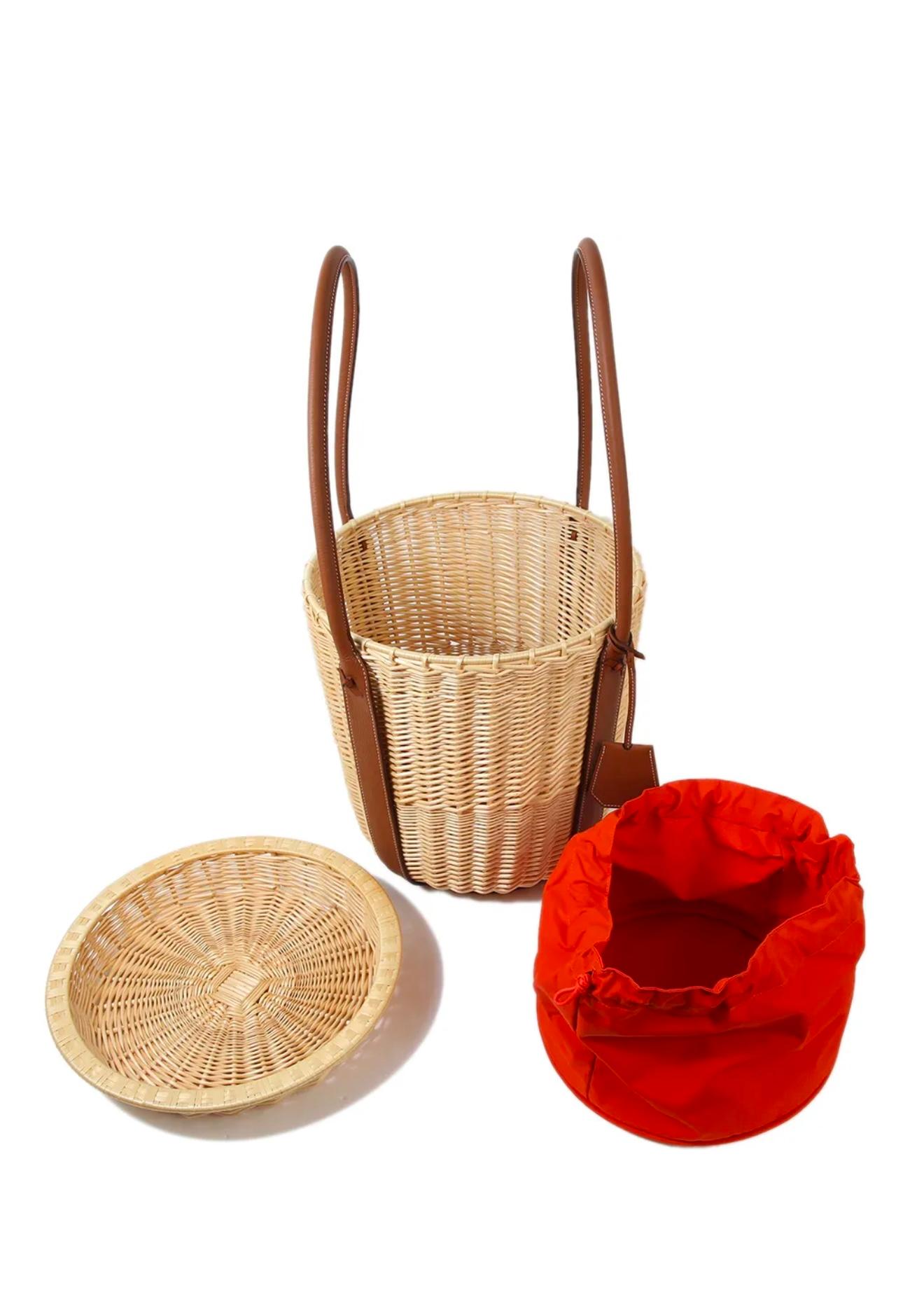 Hermes picnic basket Brown Wicker and smooth taurillon leather 3