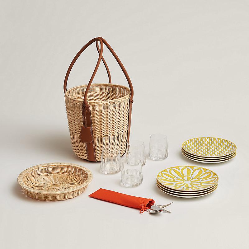 Hermes picnic basket Brown Wicker and smooth taurillon leather 4