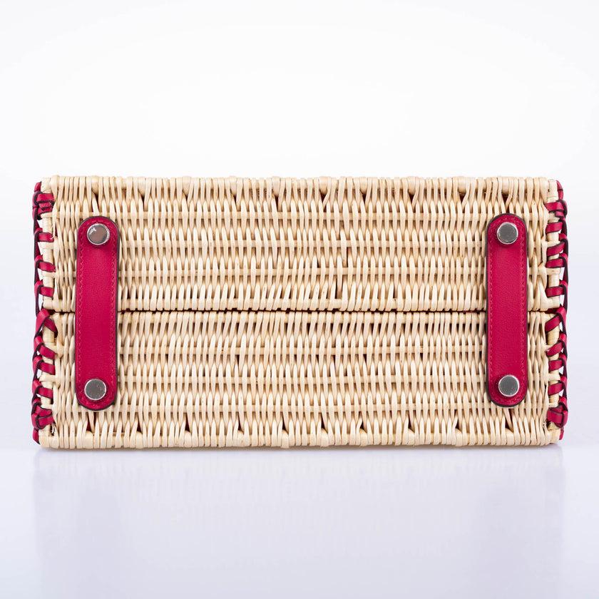Hermès Picnic Birkin 25 Osier Wicker & Framboise Swift Bag For Sale 1