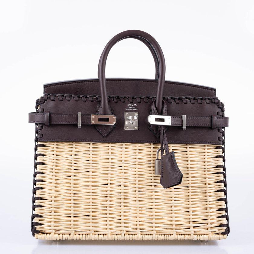 Hermès Picnic Birkin 25 Osier Wicker and Rouge Swift with Palladium