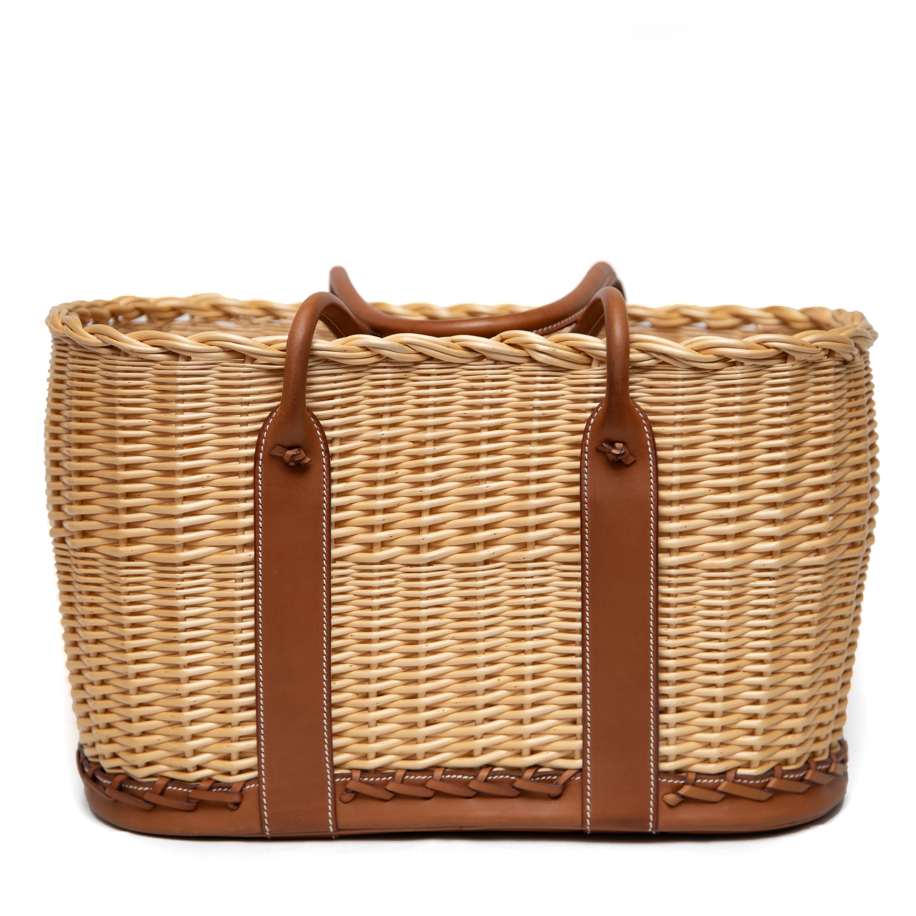 Women's or Men's Hermès Picnic Garden Party Osier and Barénia Leather, Limited Edition For Sale