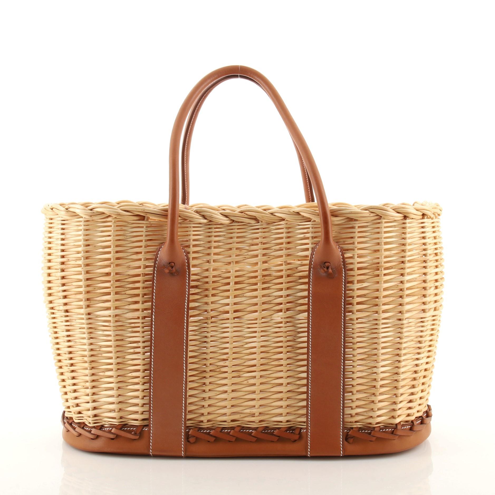 Hermes Picnic Garden Party Tote Wicker and Leather In Good Condition In NY, NY
