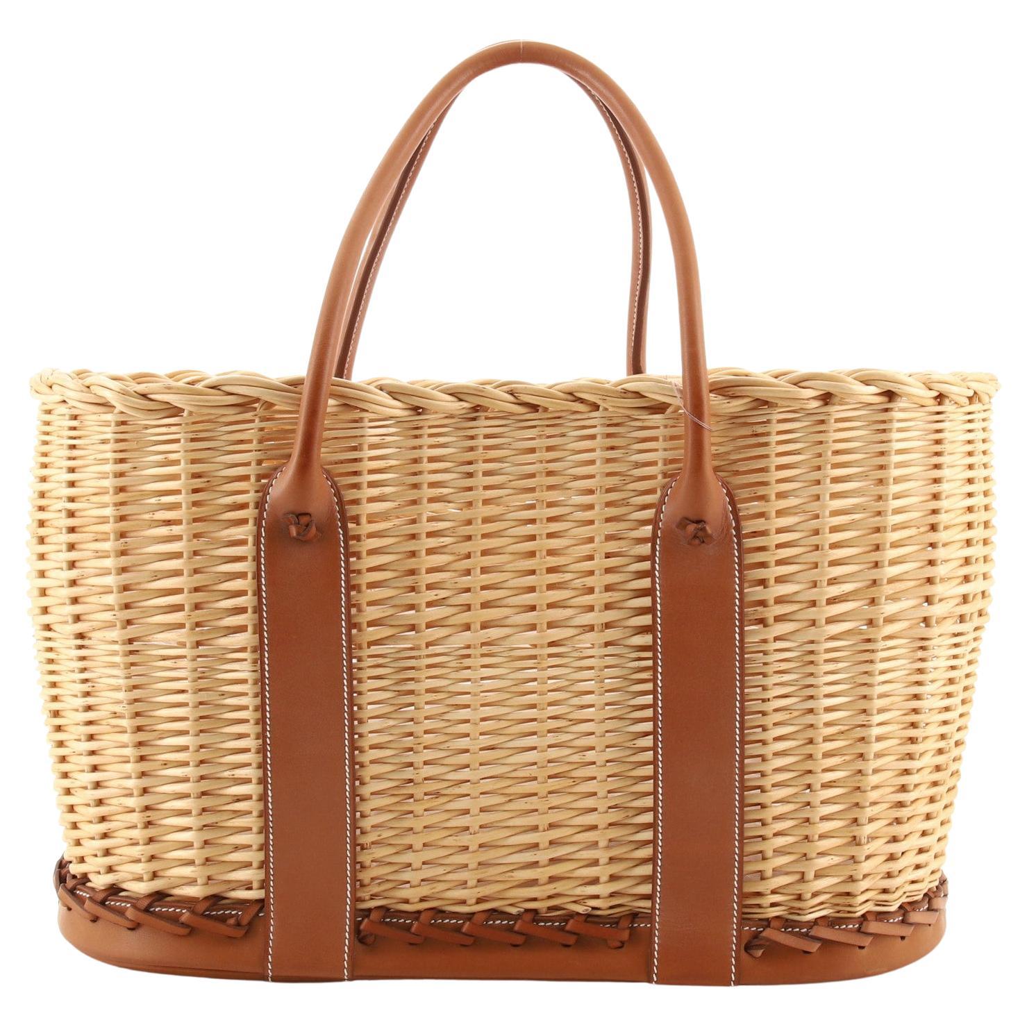 Hermes Picnic Garden Party Tote Wicker and Leather