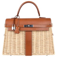 Hermès Picnic Kelly Bag 35 Wicker/Osier Palladium Hardware